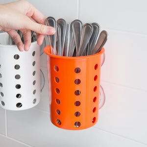 STERIL-SIL ORANGE PLASTIC FLATWARE CYLINDER EITH SUCTION CUPS (プラスチック・食器用・シリンダー)